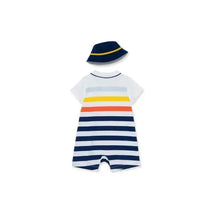 Little Me Striped Whale Romper - Blue Image 2