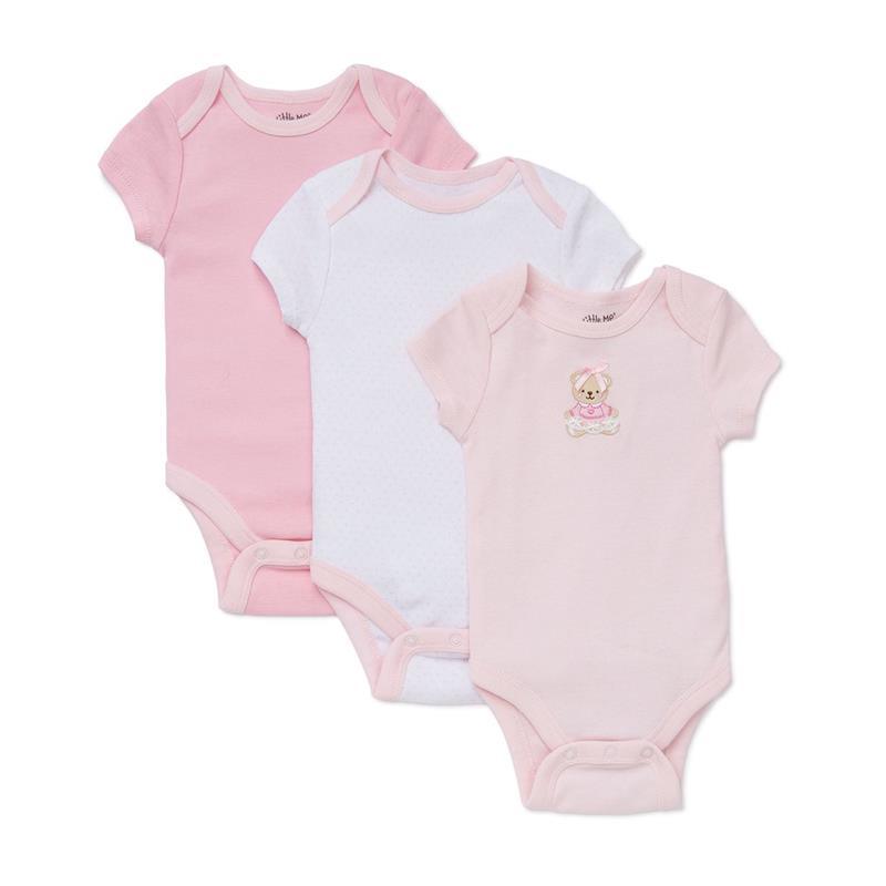 Little Me - Sweet Bear 3Pk Bodysuit, Pink, Newborn Image 1