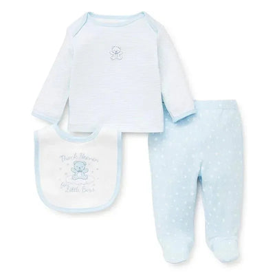 Little Me Thank Heaven Lap Shoulder Set with Bib - Blue Image 1