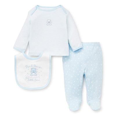 Little Me Thank Heaven Lap Shoulder Set with Bib - Blue Image 1