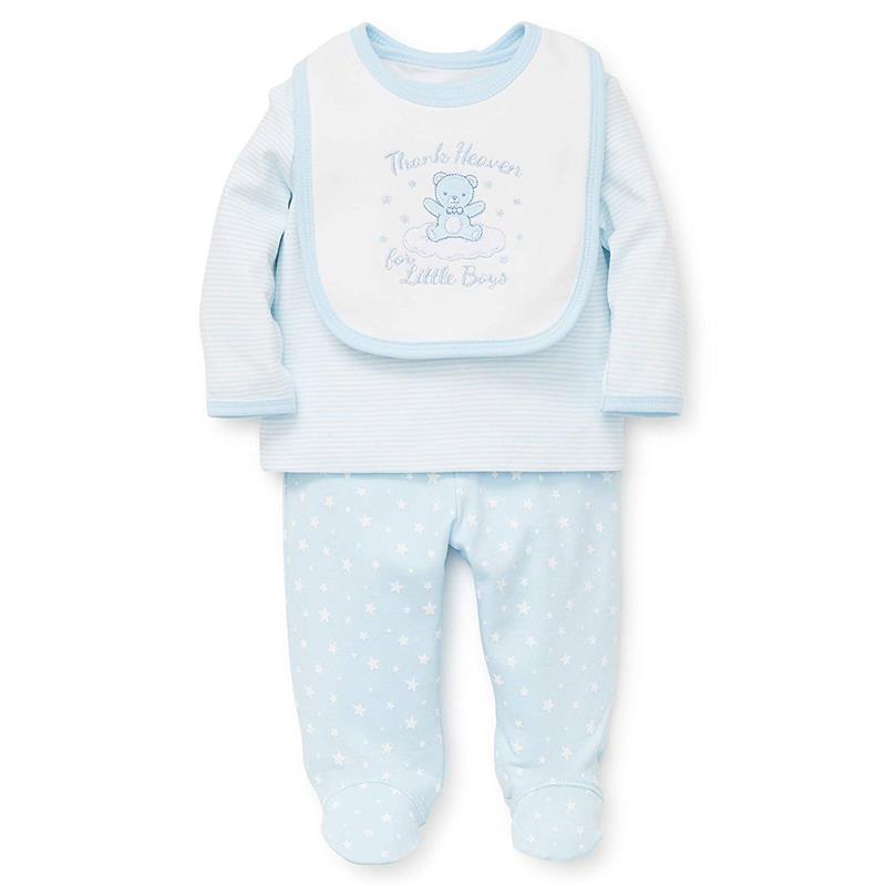 Little Me Thank Heaven Lap Shoulder Set with Bib - Blue Image 3