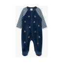 Little Me - Train Schiffli Footie, Blue Image 1