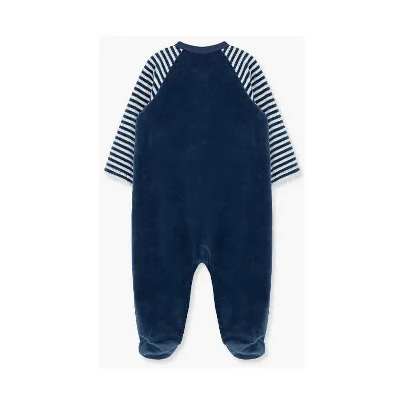 Little Me - Train Schiffli Footie, Blue Image 2