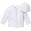 Little Me White Cable Sweater with Hat Image 1