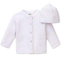 Little Me White Cable Sweater with Hat.