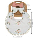 Little Trendy - Baby Floral Cotton Waterproofer Bib And Bows Headband Set, Color 1 Image 2