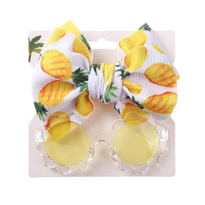 Little Trendy - Baby Girl Summer Sea Sunglasses And Floral Headband Set, Color 1 Image 1