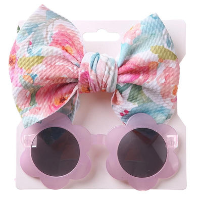 Little Trendy - Baby Girl Summer Sea Sunglasses And Floral Headband Set, Color 2 Image 1
