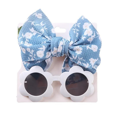Little Trendy - Baby Girl Summer Sea Sunglasses And Floral Headband Set, Color 5 Image 1