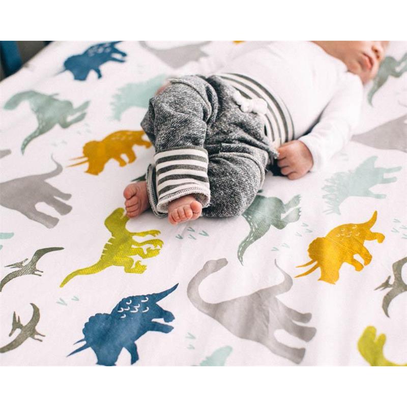 Little Unicorn Cotton Muslin Crib Sheet - Dino Friends Image 11