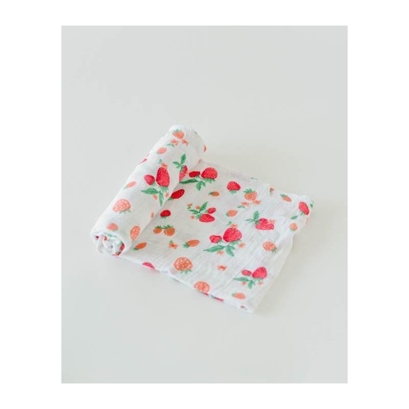 Little Unicorn Cotton Muslin Swaddle Blanket Strawberry Patch Image 2
