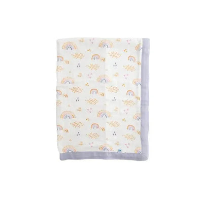 Little Unicorn - Deluxe Muslin Baby Quilt, Rainbows & Raindrops Image 1