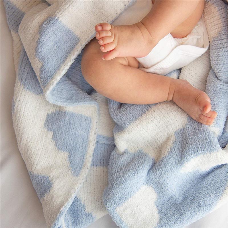 Living Textiles Chenille Baby Blanket - Blue Clouds Image 4