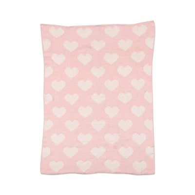 Living Textiles Chenille Baby Blanket - Pink Hearts Image 1