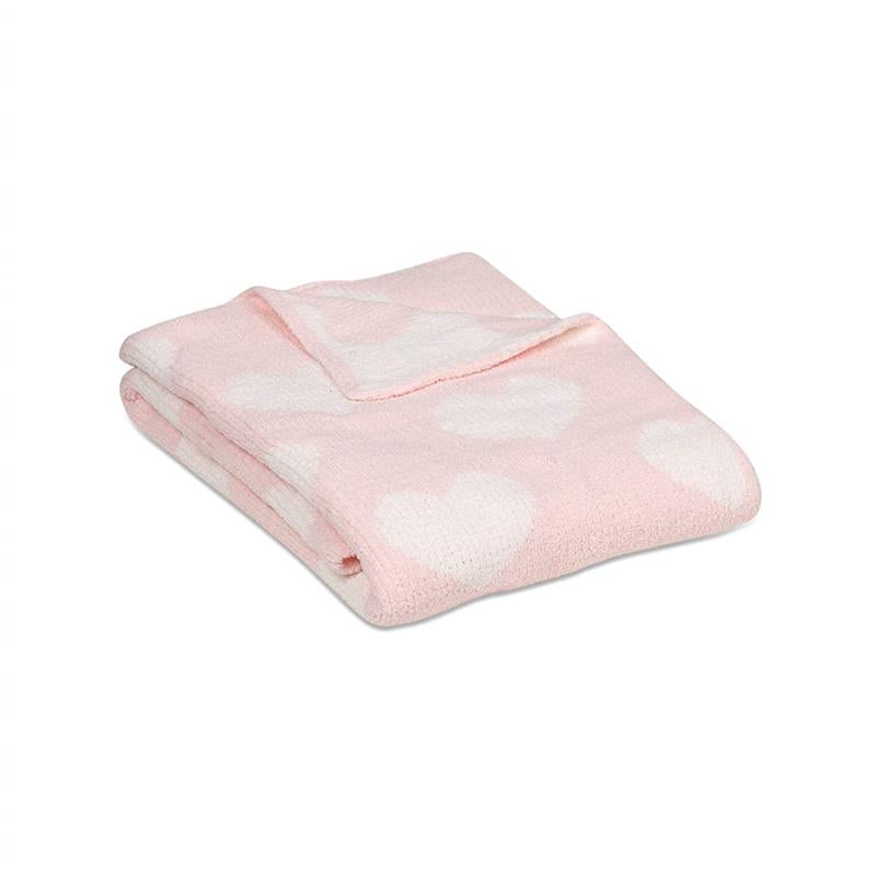 Living Textiles Chenille Baby Blanket - Pink Hearts Image 2