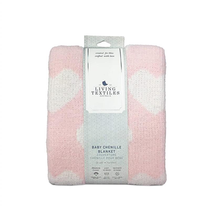Living Textiles Chenille Baby Blanket - Pink Hearts Image 3