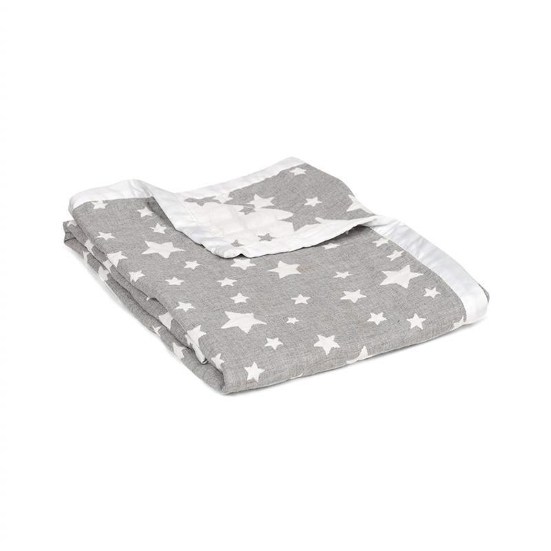 Living Textiles Cotton Muslin Jacquard Blanket - Grey Star Image 2
