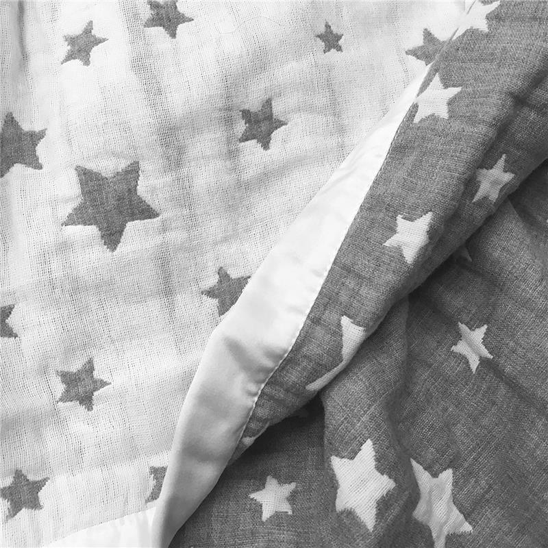 Living Textiles Cotton Muslin Jacquard Blanket - Grey Star Image 7