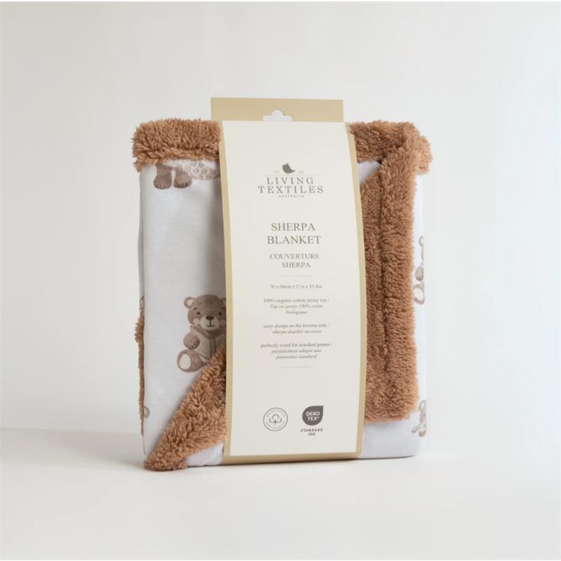 Living Textiles - Jersey Sherpa Blanket Cuddly Bear Image 3