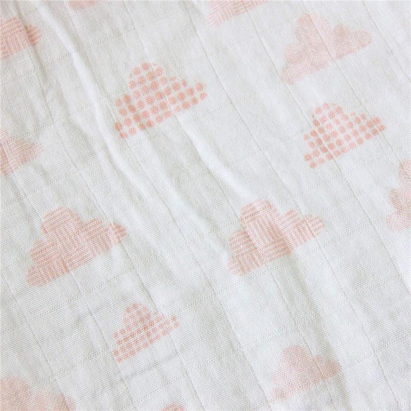 Living Textiles Muslin Crib Fitted Sheet - Pink Clouds Image 3