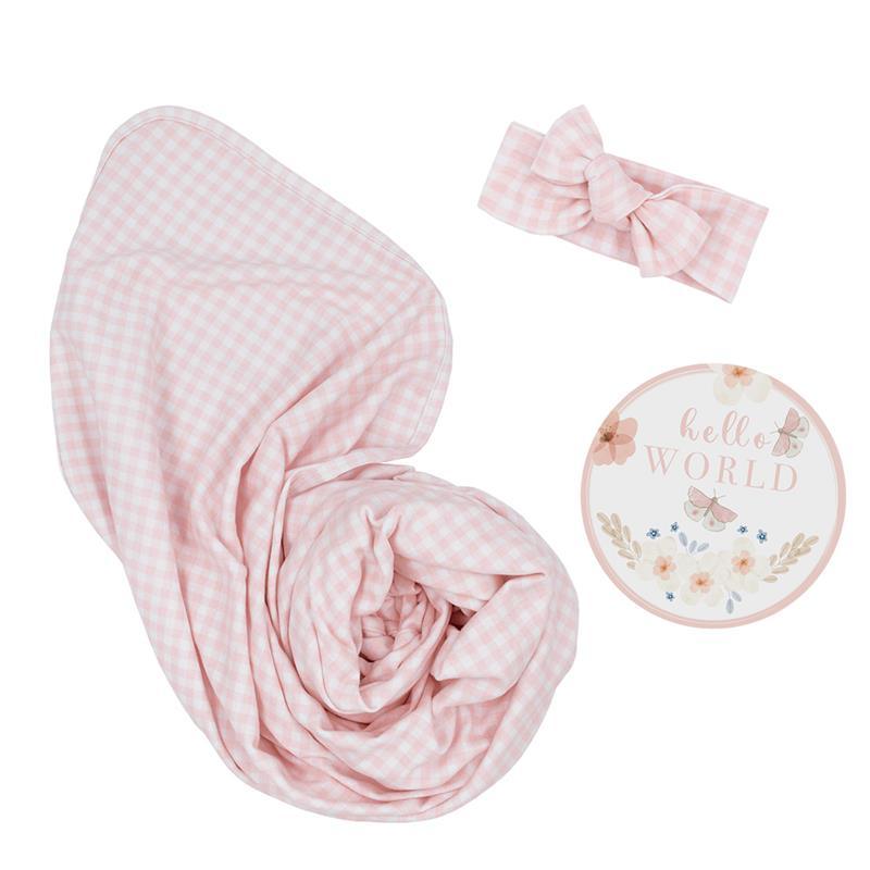 Living Textiles - Newborn Hello World Gift Set, Pink Gingham Image 2