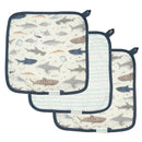 Loulou Lollipop 3Pk Washcloth Set Smiley Sharks Image 1