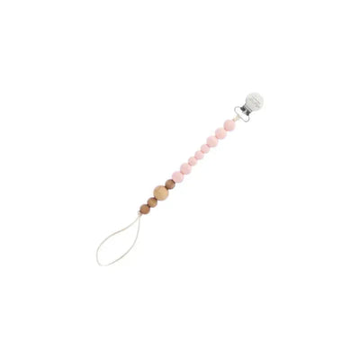Loulou LOLLIPOP Colour Block Wood + Silicone Pacifier Clip, Delicate Pink Image 1