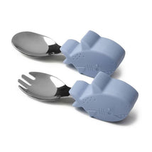 Loulou Lollipop Learning Utensils Set, Smiley Sharks Image 1