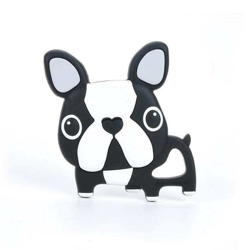 Loulou Lollipop Silicone Teether - Boston Terrier Black Image 1