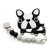Loulou Lollipop - Silicone Teether With Clip Boston Terrier, Black Image 1