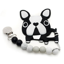 Loulou Lollipop Silicone Teether With Clip Boston Terrier Black Image 1