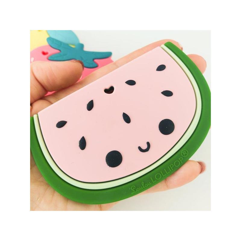 Loulou Lollipop Silicone Teether With Clip - Watermelon Image 5