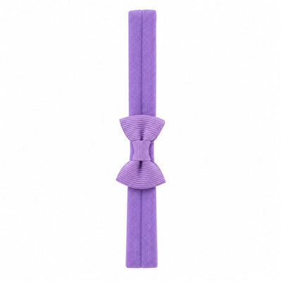 Purple MacroBaby baby headband with a ribbed bow detail