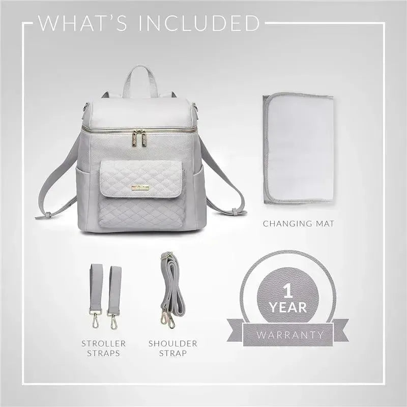 Luli Bebe - Monaco Diaper Bag Backpack, Stone-Grey Image 3