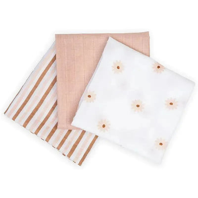 Lulujo - 3Pk Daisies Muslin Receiving Blankets  Image 2