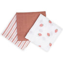 Lulujo - 3Pk Strawberries Muslin Receiving Blankets Image 4