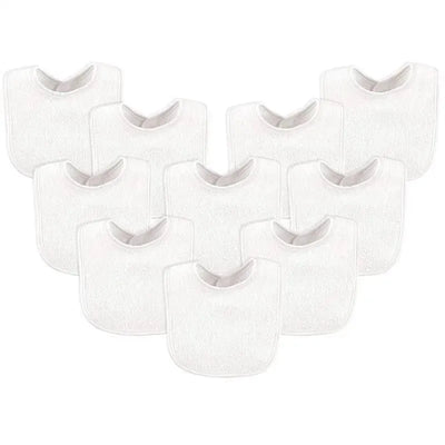 Luvable Friends 10 Piece Baby Bibs, White  Image 1