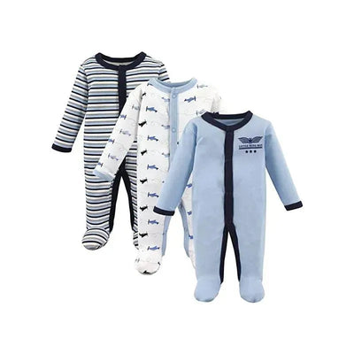 Luvable Friends - 3Pk Airplane Baby Boy Preemie Sleep & Play Image 1