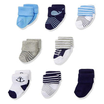 Luvable Friends Terry Sock 8-pack, Whale 0-6M Image 1