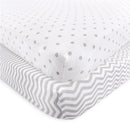 Luvable Friends - Unisex Baby Fitted Crib Sheet, Gray Chevron Dot Image 1