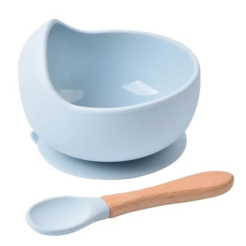 Macrobaby - 2Pk Baby Bowls With Suction Set With Spoon, Blue Image 1