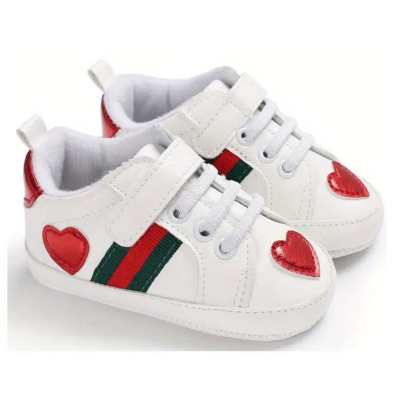 Macrobaby - Baby Classic Casual Mixed Color Sneaker, White & Red Image 1