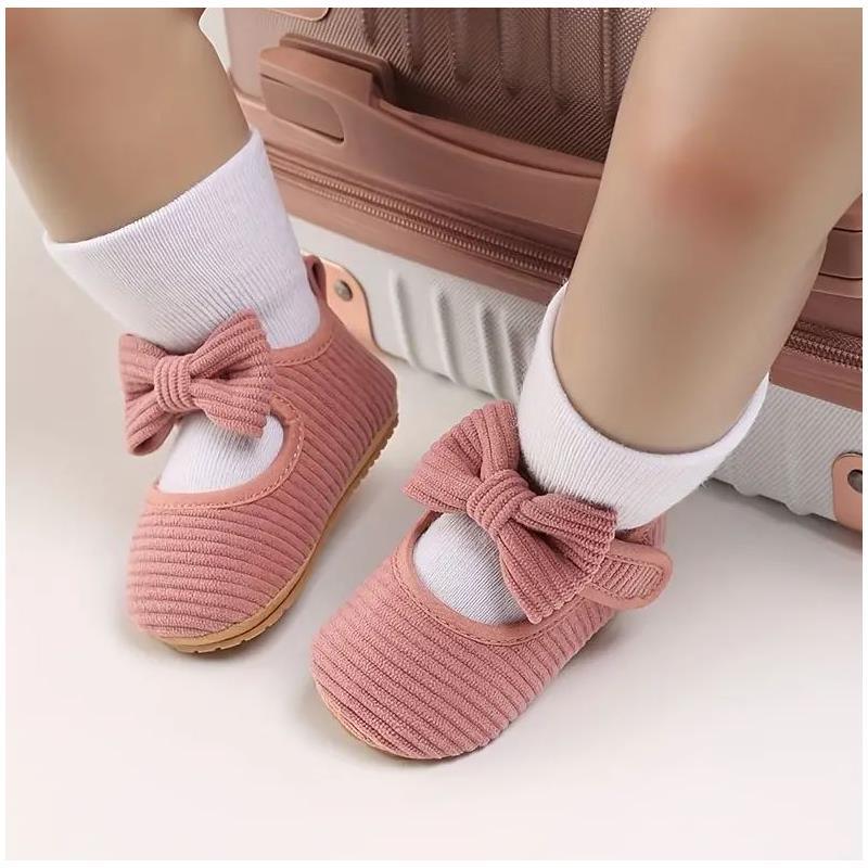 Macrobaby - Baby Girls Shoes Cute Bowknot Striped Mary Jane Flats, Pink  Image 2