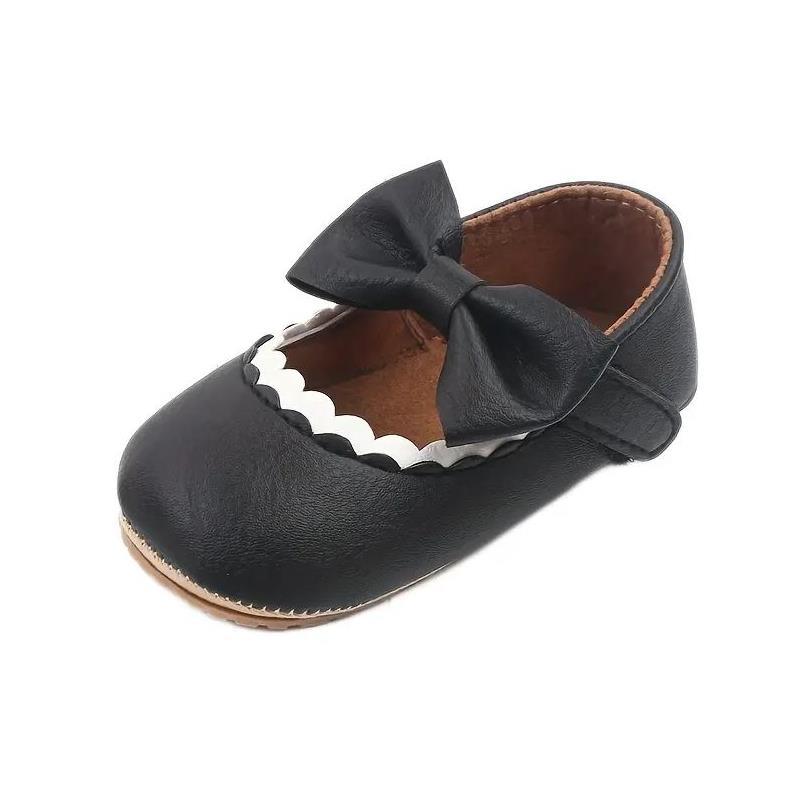Macrobaby - Baby Girls Shoes Patent Bowtie Striped Mary Jane Flats, Black Image 2