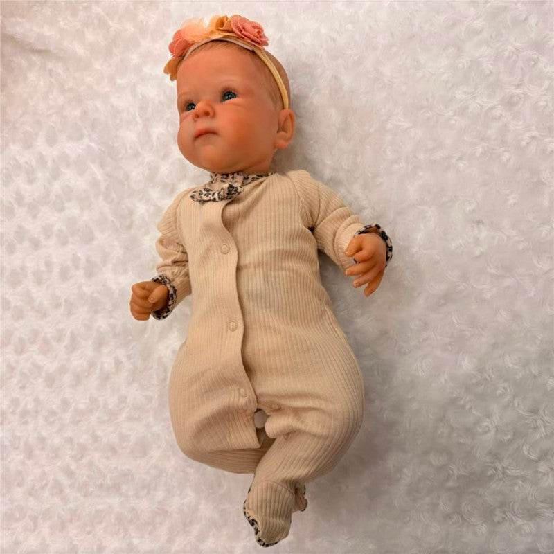 Macrobaby Baby Reborn -White Vinyl, Painted Hair, Open Green Eyes - (Riley) Image 2