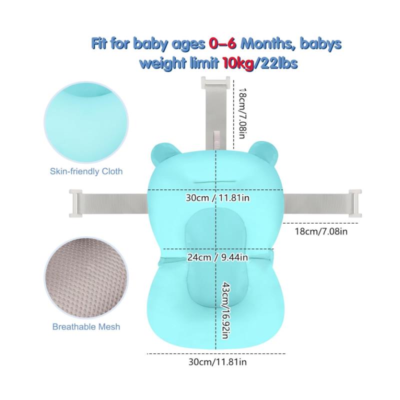 Macrobaby - Breathable Bath Net – Blue Bear | Soft & Adjustable Baby Bath Seat Image 2
