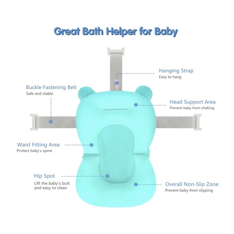 Macrobaby - Breathable Bath Net – Blue Bear | Soft & Adjustable Baby Bath Seat Image 3