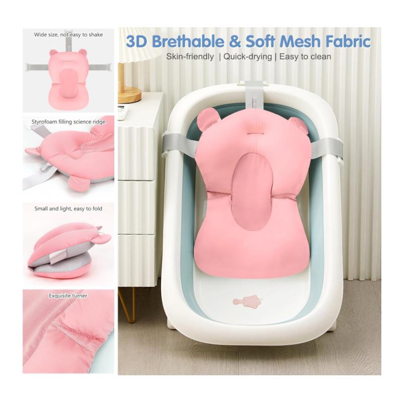 Macrobaby - Breathable Bath Net – Pink Bear | Soft & Adjustable Baby Bath Seat Image 3