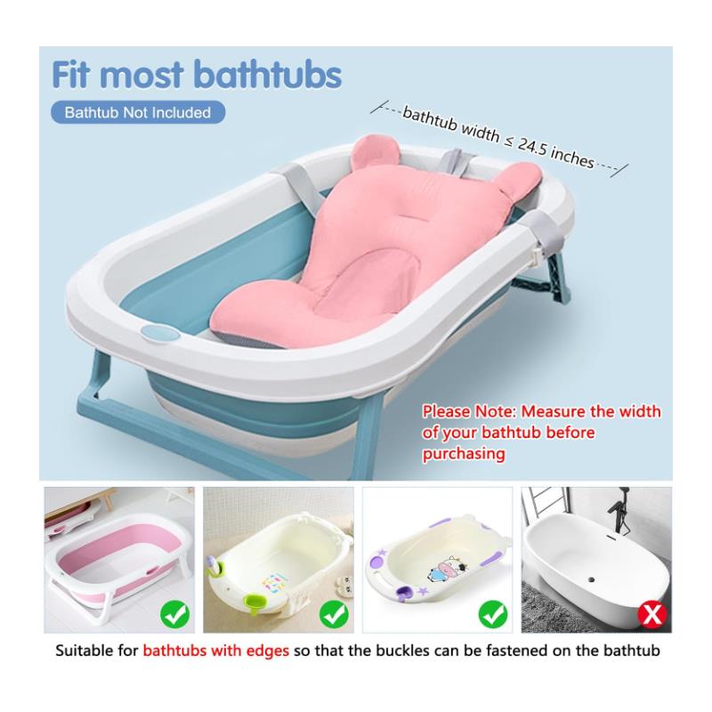 Macrobaby - Breathable Bath Net – Pink Bear | Soft & Adjustable Baby Bath Seat Image 4