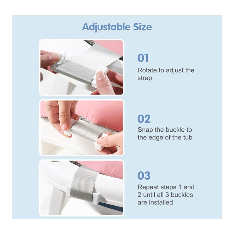 Macrobaby - Breathable Bath Net – Pink Bear | Soft & Adjustable Baby Bath Seat Image 5